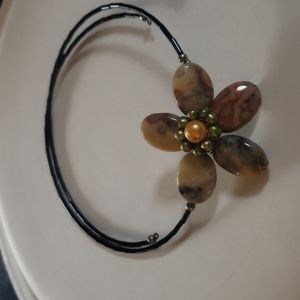 Gorgeous one of a kind stone flower necklace